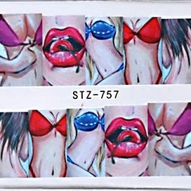 Water Transfer Nail Decals for Women Girls Sexy Lips Cool Girls Nail Decals Manicure Nail Decoration Design Nail Stickers Nail Art Supplies(STZ-757)