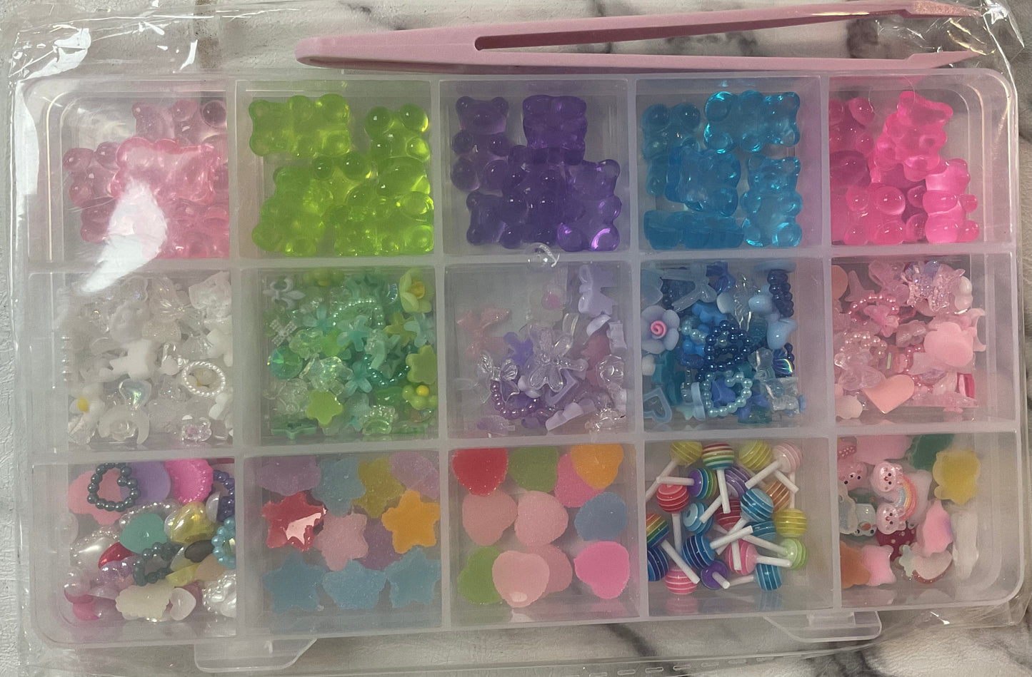 1Box Resin Nail Charms 3D Cute Bear Lollipop Candy Jewelry For Girls Nail Art Decoration Kawaii Accessories DIY Mnaicure Design