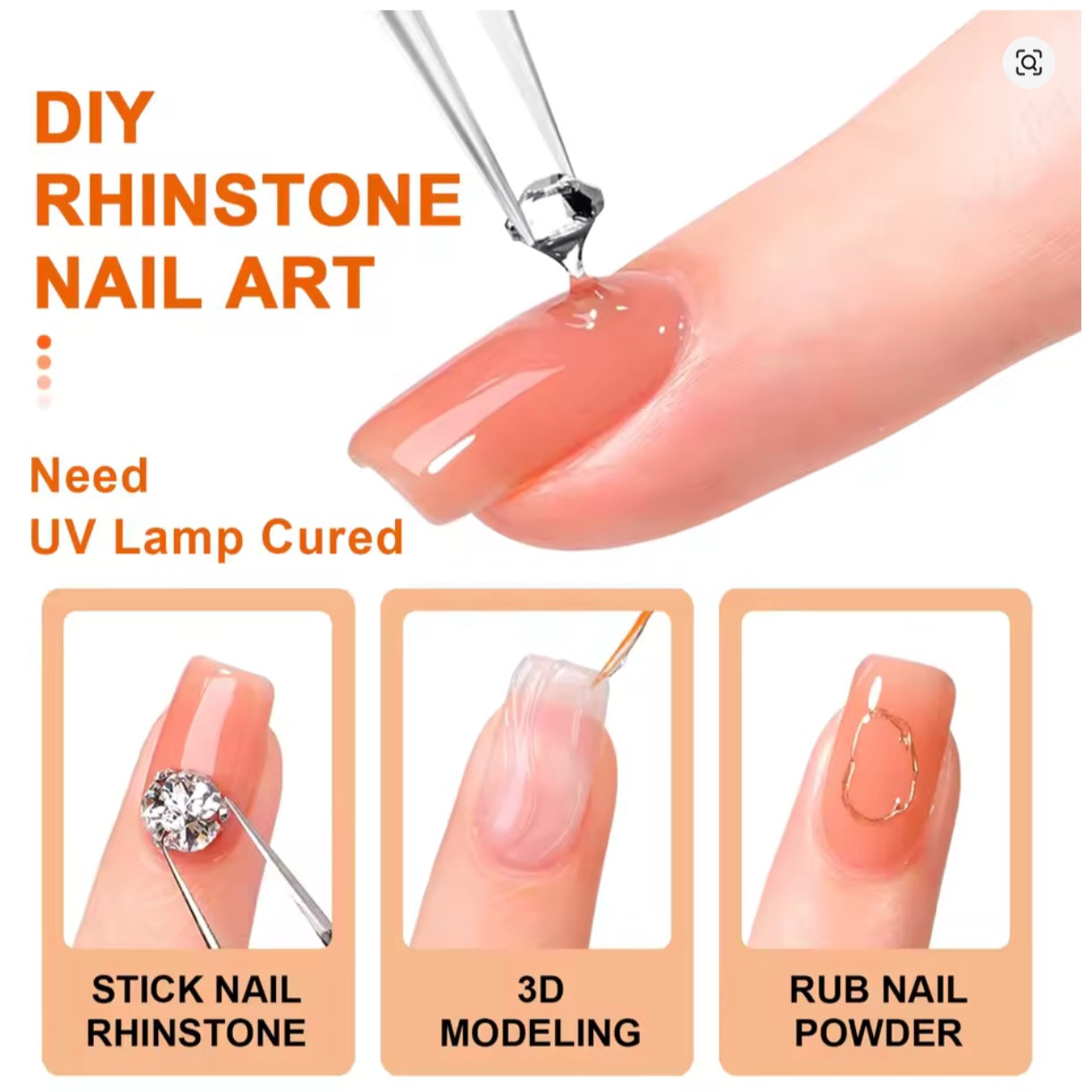 TWOING 15ml Nail Rhinestone Glue Gel Nail Glue for Nail Charm 3D Nails Bling Gel for Decoration Nails Gems Nail supplies