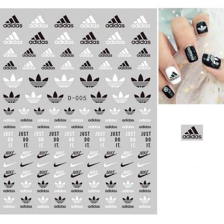 Nail Art Stickers 3D Logo Adidas(098) color-Rainbow