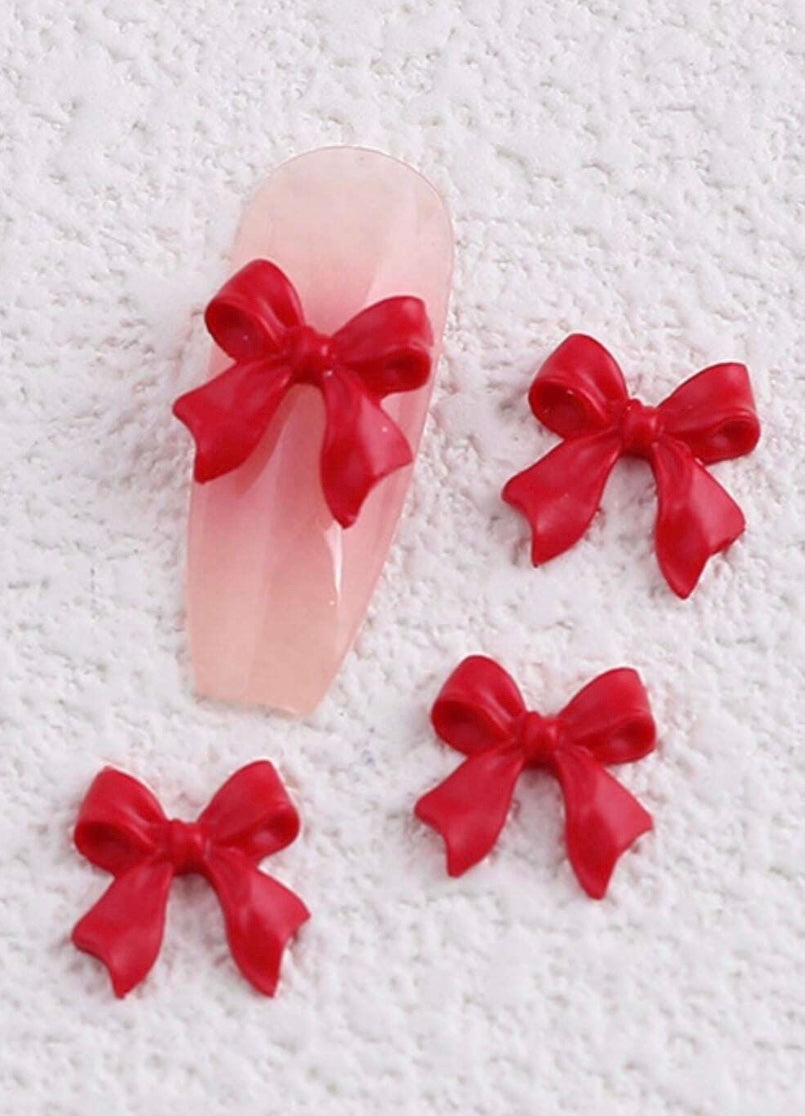 50 PCS Red Bow Ribbon Nail Charm 3D Ribbon Bow Mini charms