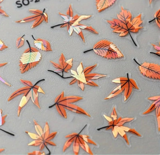 Fall Nail Art Stickers Orange Yellow Maple Leaves Nail Stickers for Nail Art Thanksgiving Nail Art Design Decoration Autumn Fall Maple Leaves Self-Adhesive DIY Nail Decals for Women Nail Supplies