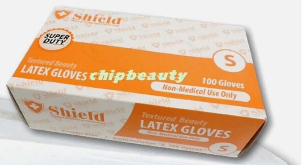Gloves Shield Latex Super Duty Nail Gloves Powder Free Size S - 10 Boxes/case