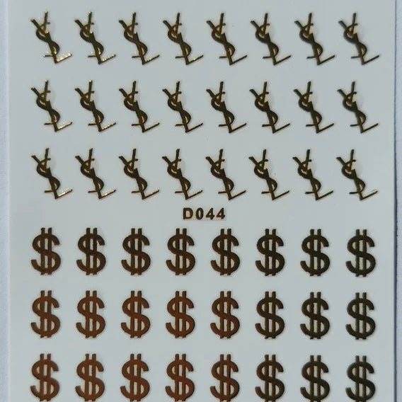 NAIL ART DESIGN STICKER - D044-Gold