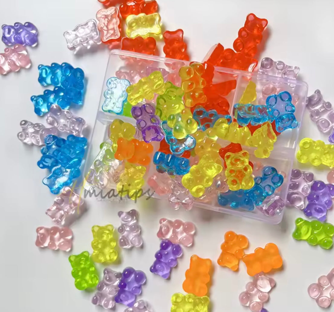 3D Nail Charms Multi Color Sugar Bear Resin 50pcs