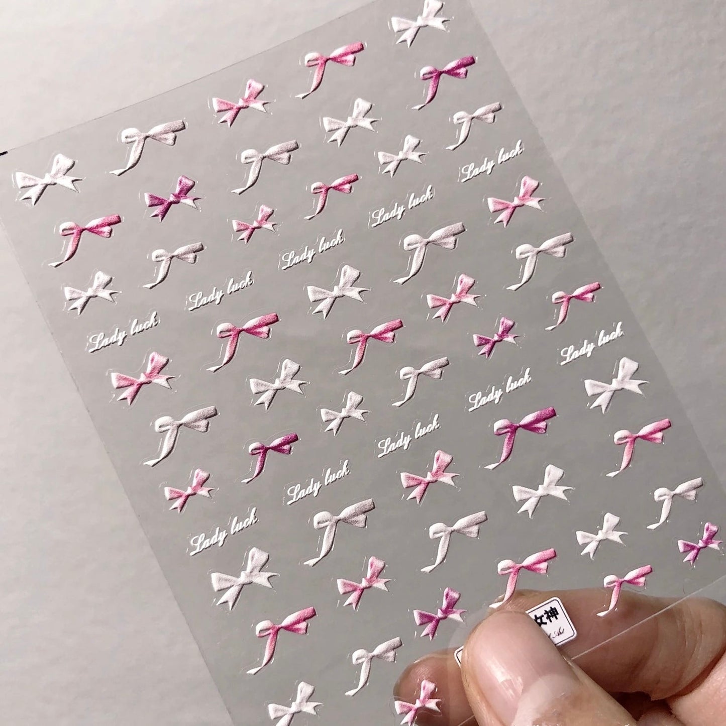 Pink Bow Nail Art Stickers Bow-tie Ribbon Adhesive Embossed Sticker Decals(Z-D5229)