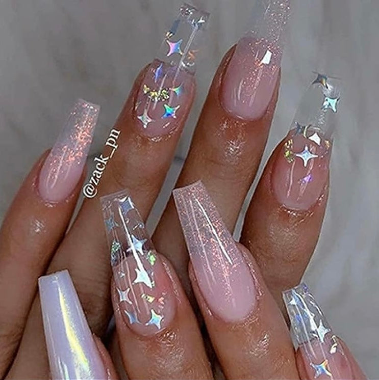 Coloured Bling Nail Supplies Decorations,Cross Star Flakes Nail Glitter Sequins Paillette Manicure 3D Art Tips Slices Nail Art Accessories