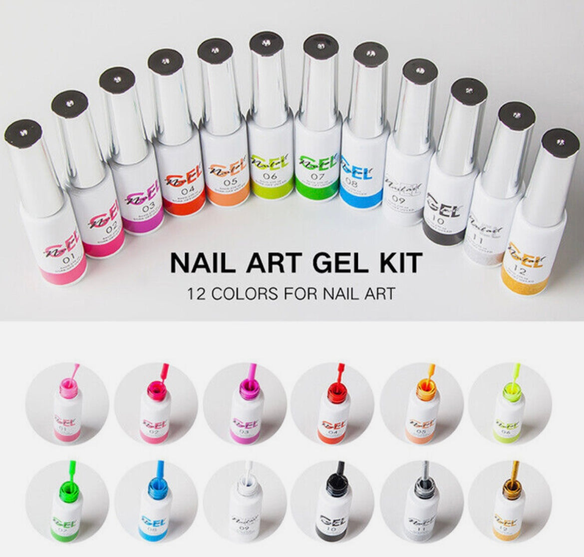Nail Art Gel Nail Polish 12 Color Painting Gel Soak Off LED UV Gel Manicure