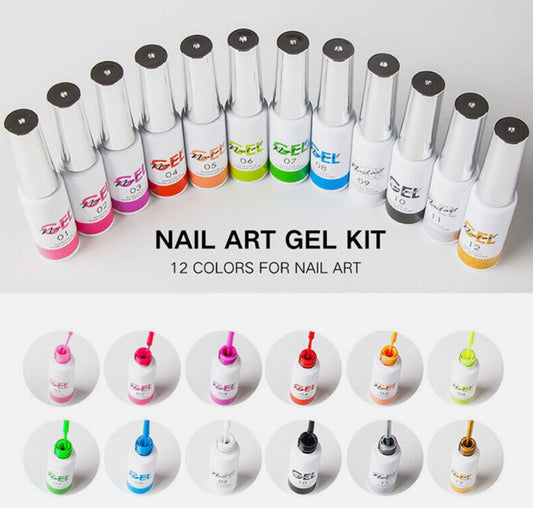 Nail Art Gel Nail Polish 12 Color Painting Gel Soak Off LED UV Gel Manicure