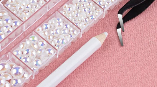 3D White All Size Beads without holes Small Balls Nail Art Beads with white pencil and Tweezer