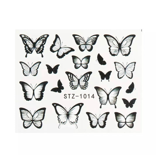 Water Transfer Nail Stickers, Nail Decals, Black Butterfly Design, Black Butterfly Nail Art, Nail Decoration (STZ-1014)