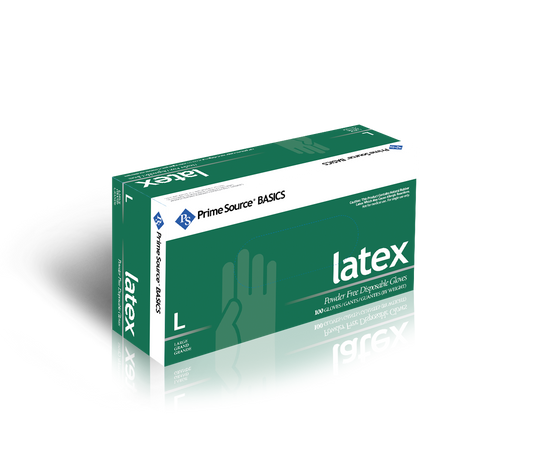 Prime Source Basics Powder-Free White Latex Disposable Gloves (Large,100 Box)
