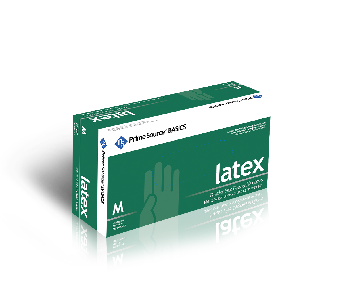 Prime Source Basics Powder-Free White Latex Disposable Gloves Medium 100 Box
