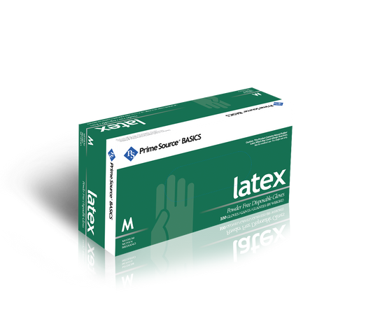 Prime Source Basics Powder-Free White Latex Disposable Gloves Medium 100 Box