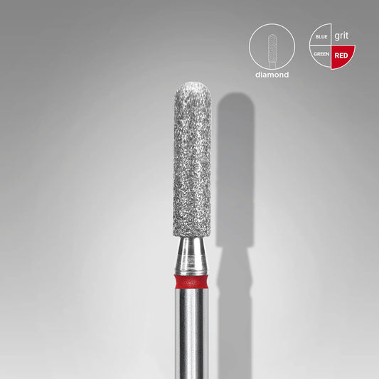 Staleks-Diamond nail drill bit rounded cylinder red EXPERT head diameter 2,5 mm / working part 10 mm