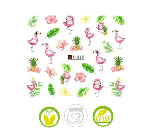 Waterdecals-Flamingos & Flowers -(A1537)