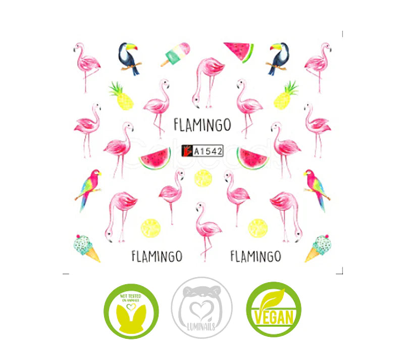 Waterdecals-Flamingos & Fruit -(A1542)