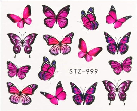 New Butterfly Nail Stickers Water Transfer Decals Colorful Blue Black Design Nail Art Manicure Sliders Wraps Foils-(STZ-999)
