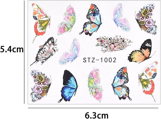 Watercolor Butterflies Sliders Nail Art Water Transfer Decal Sticker Blue Valentine's Day Nail Decoration Tattoo Manicure-(STZ-1002)