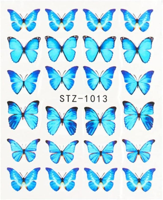 Self-Adhesive Butterfly Nail Stickers Women Nail Decor Water Decals Transfer Nail AButterfly Nail Stickers - (STZ-1013)