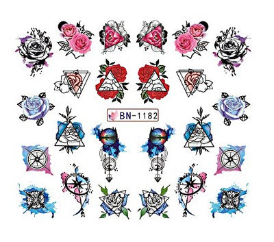 Water Transfer Watermark Design Decal Sticker Stamping Manicure Nail Decoration Epoxy Resin Jewelery Scarab Flowers Butterfly Lace-(BN-1182)