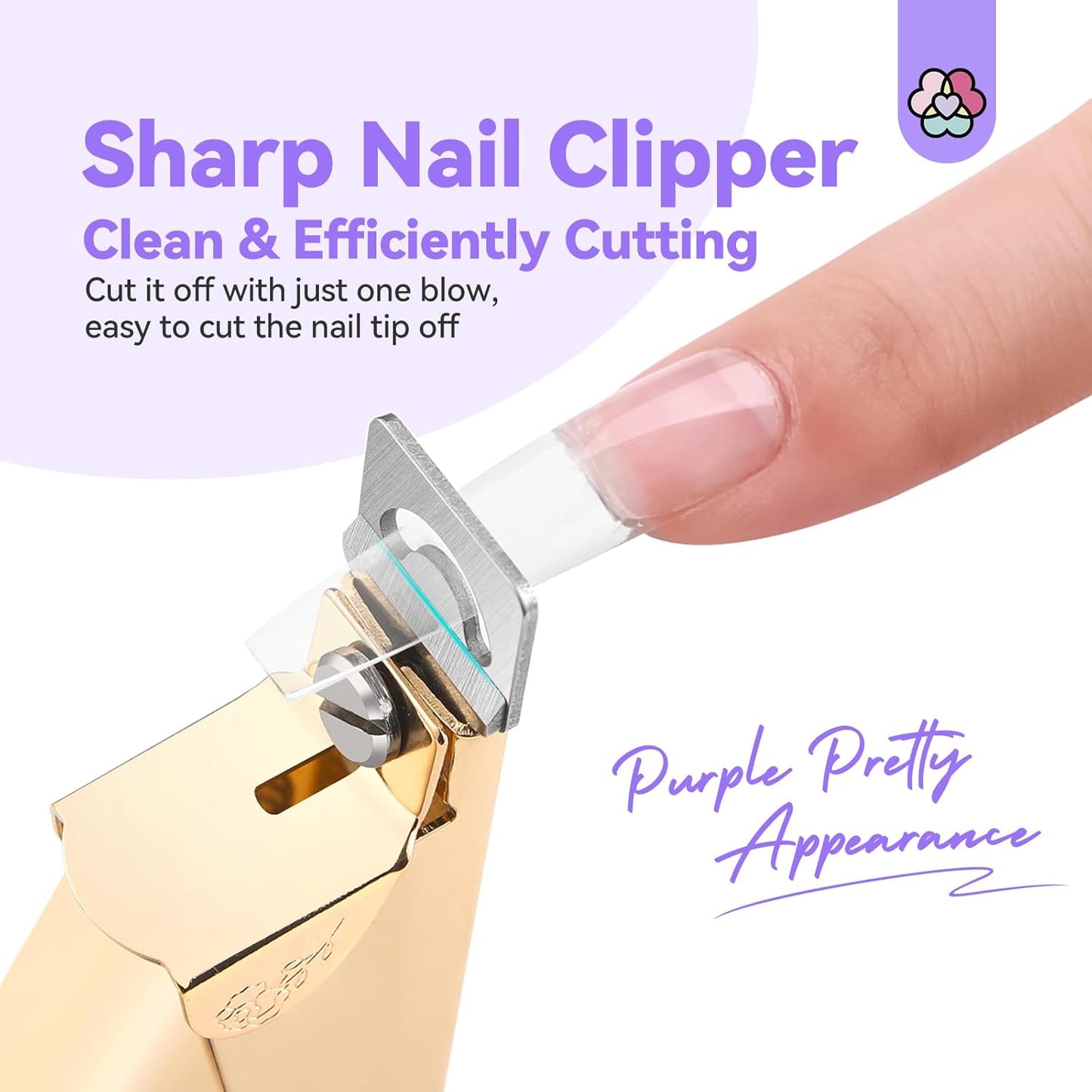 Saviland Acrylic Nail Cutters for Nail Tips: Golden Rose Acrylic Nail Clipper with Sizer Magnets Nail Cutter 15PCS Sharp Nail Tech Supplies Nail Trimmer Manicure Tool Nail Accessories Women Salon Home