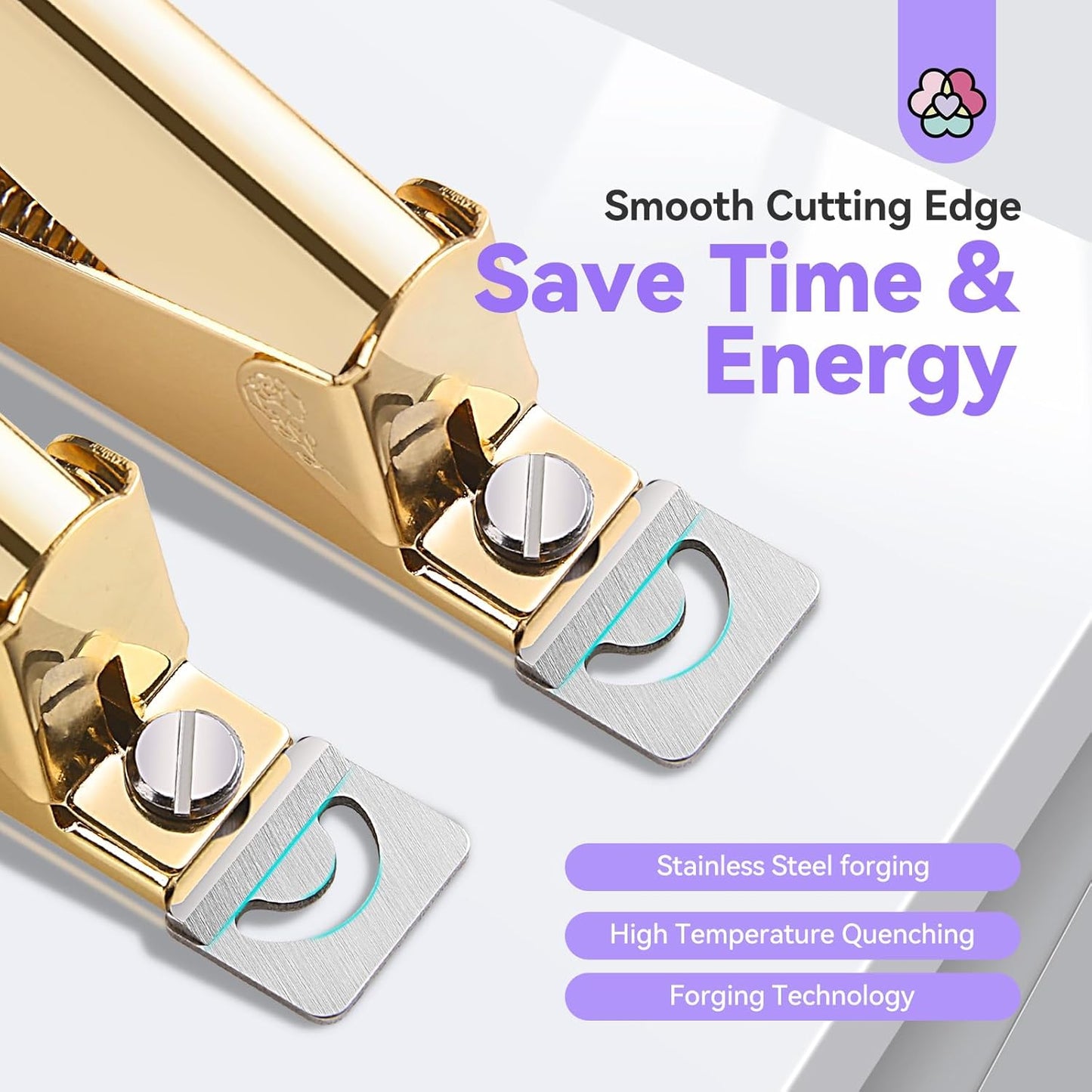Saviland Acrylic Nail Cutters for Nail Tips: Golden Rose Acrylic Nail Clipper with Sizer Magnets Nail Cutter 15PCS Sharp Nail Tech Supplies Nail Trimmer Manicure Tool Nail Accessories Women Salon Home