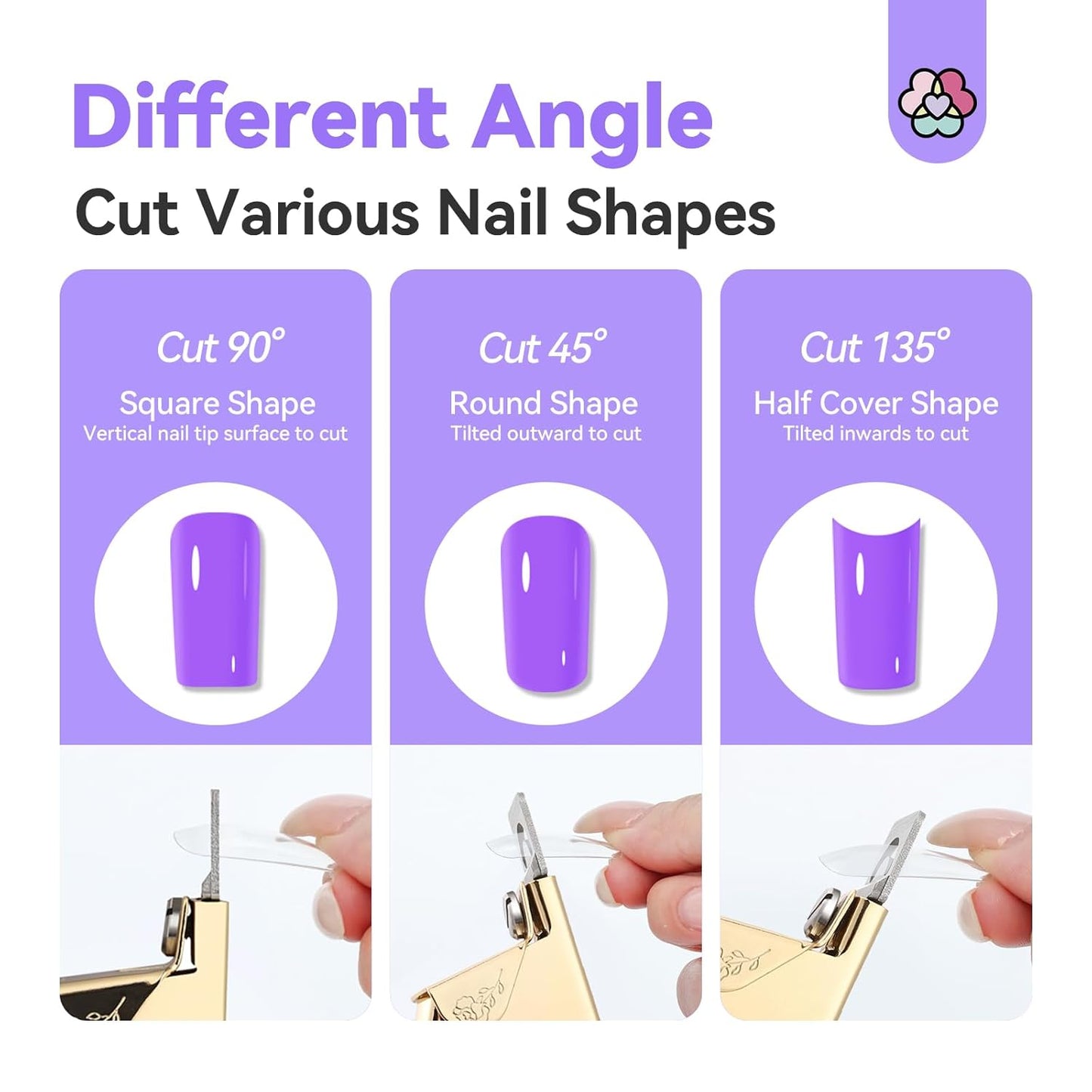 Saviland Acrylic Nail Cutters for Nail Tips: Golden Rose Acrylic Nail Clipper with Sizer Magnets Nail Cutter 15PCS Sharp Nail Tech Supplies Nail Trimmer Manicure Tool Nail Accessories Women Salon Home