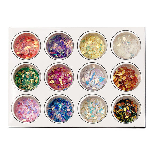 Nail Art Glitter Drop Shape Mix Color Sequins for Acrylic Tips Decor 6 jar/pack