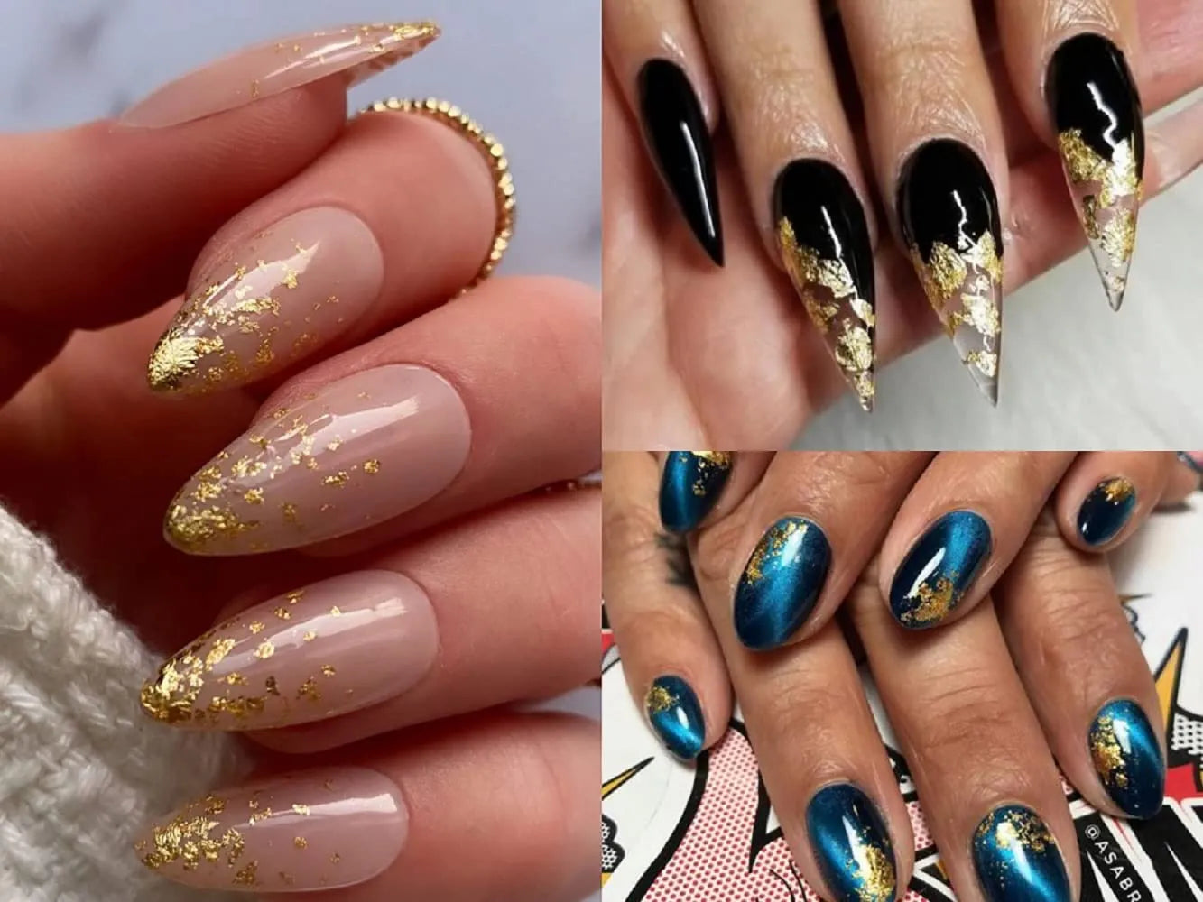 12 Grids Gold, Silver, Rose Gold Colors, Nail Foil Manicure, Nail Art
