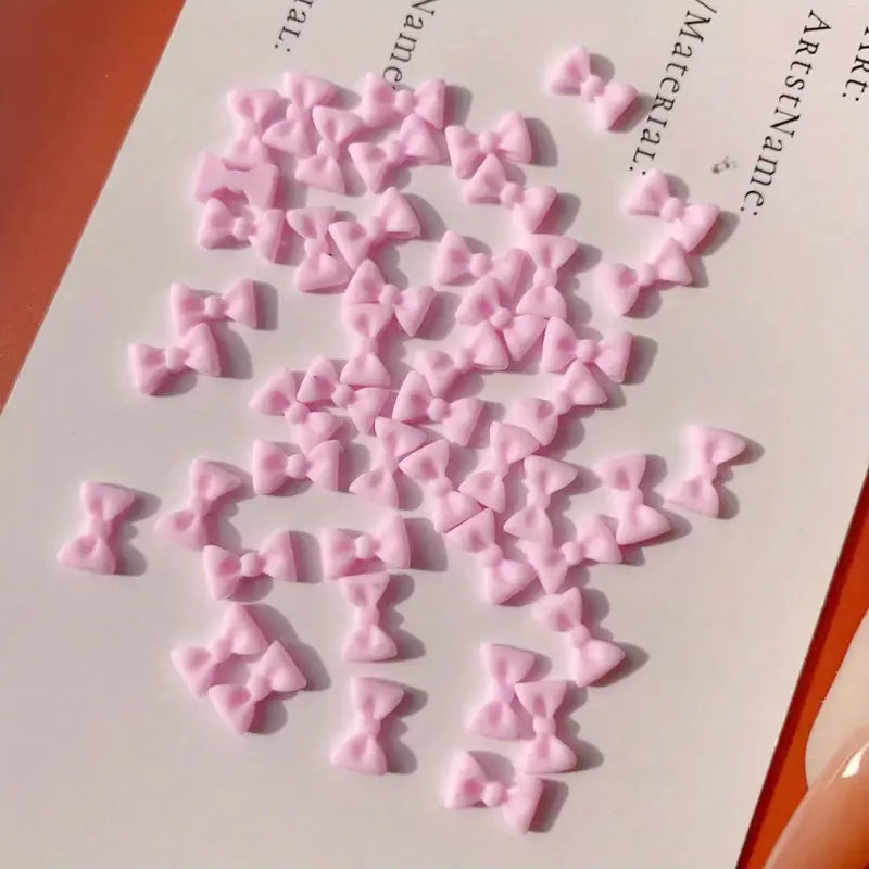 50pcs Pink Bow Tie Nail Charms