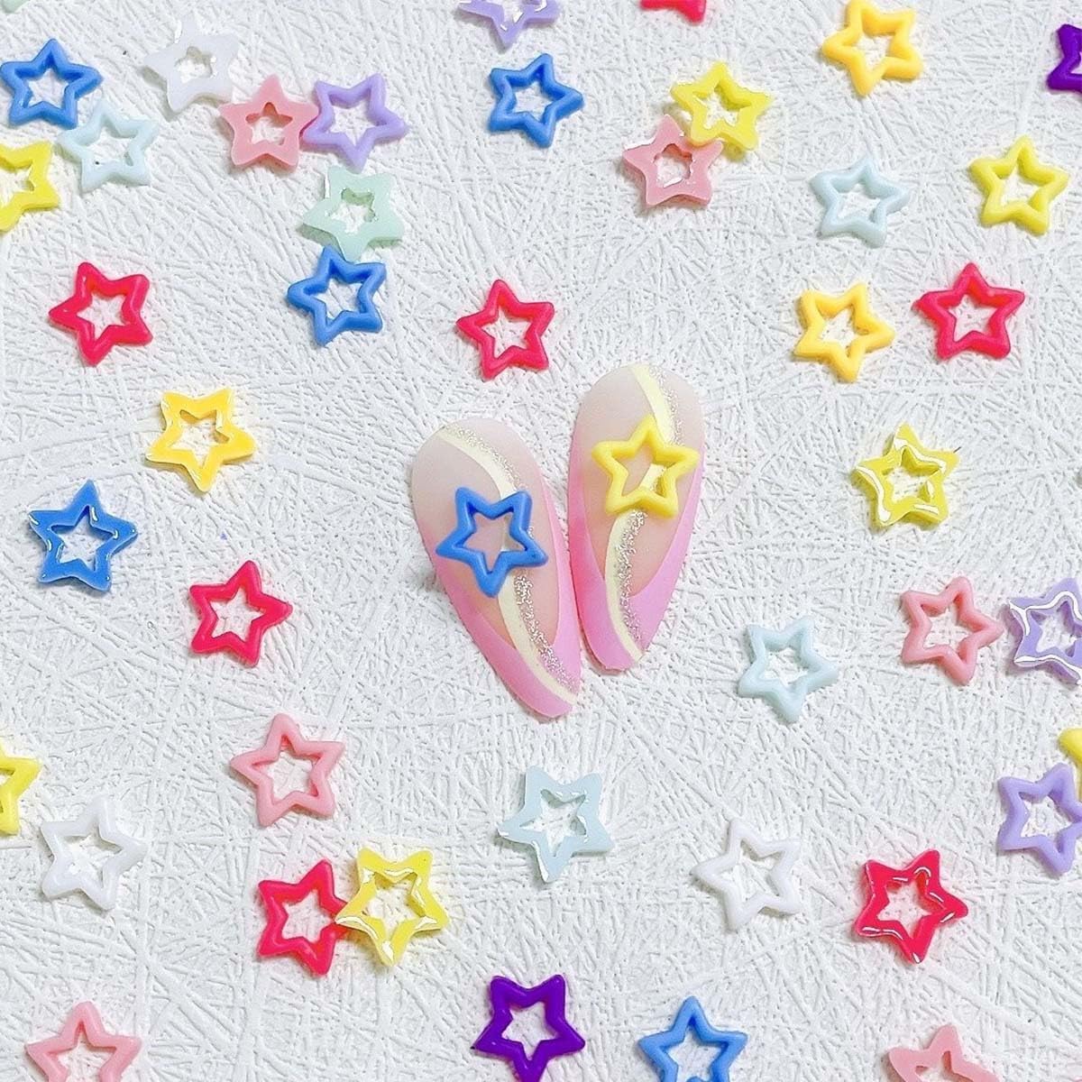 50Pcs Star Nail Art Charms 3D Nail Art Accessories Mix Color Nail Charms Rhinestone for Acrylic Nail Resin