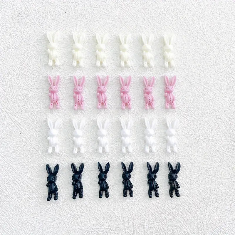 20pcs Easter Bunny Nail Charms, 3D Rabbit Nail Art Accessories for DIY Phone Case Decoration
