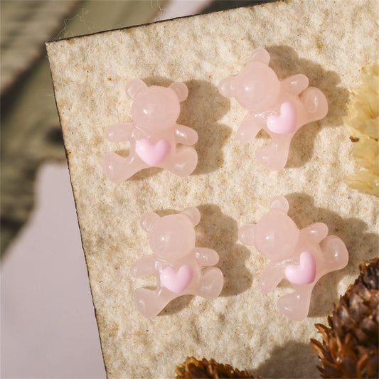 20Pcs Pretty Jelly Bow Knot and Bears Shape Nail Rhinestones 3D For Nail Art Decorations Manicure Accessories DIY Tools