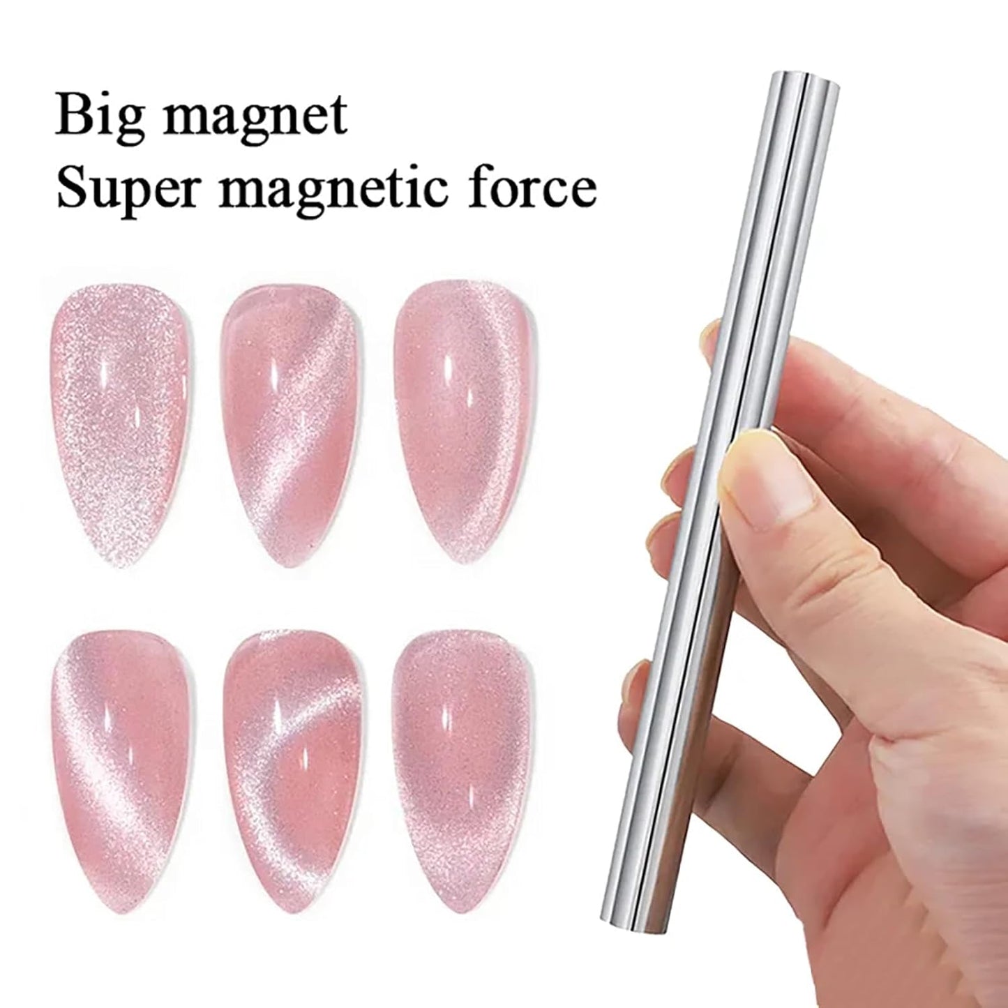 Extra Large Cylindrical Cat Eye Magnet for Nails Double-Head Magnetic Gel Polish Stick Multi-Function Nail Magnet Strong Magic Cat Eye Manicure Design Tool