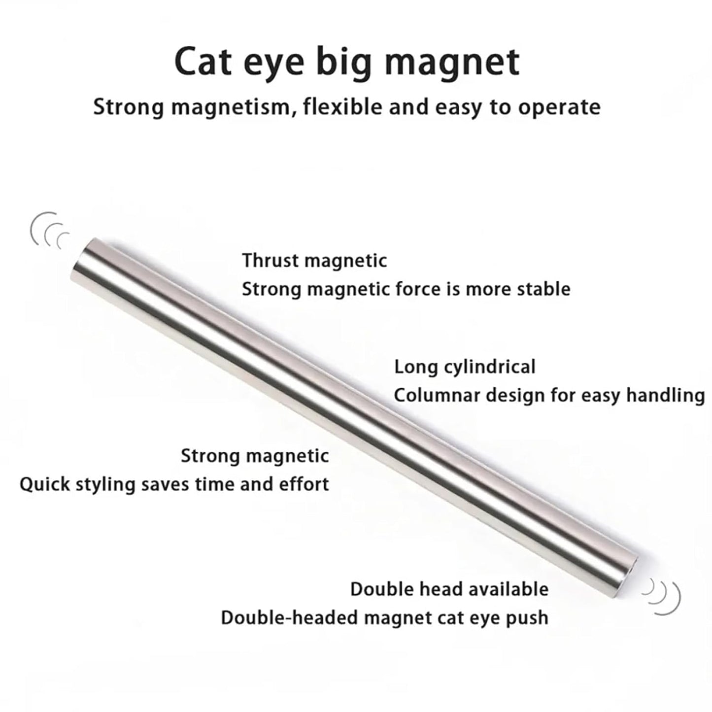 Extra Large Cylindrical Cat Eye Magnet for Nails Double-Head Magnetic Gel Polish Stick Multi-Function Nail Magnet Strong Magic Cat Eye Manicure Design Tool