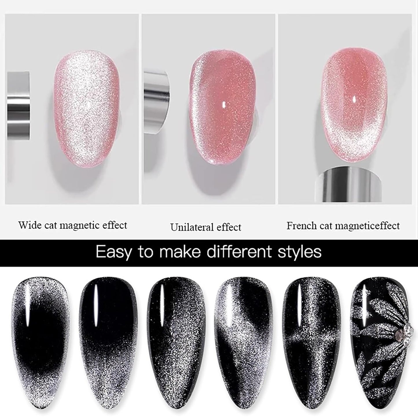 Extra Large Cylindrical Cat Eye Magnet for Nails Double-Head Magnetic Gel Polish Stick Multi-Function Nail Magnet Strong Magic Cat Eye Manicure Design Tool