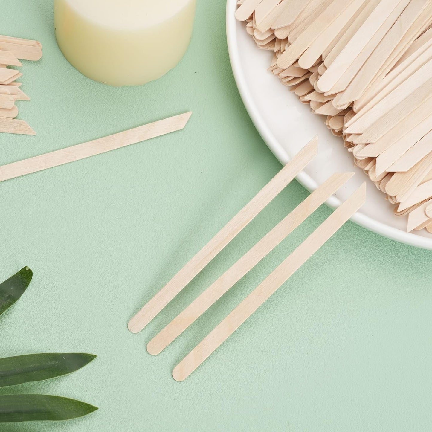 Wooden Wax Sticks Small Waxing Applicator Sticks Wax Spatulas Wood Craft Sticks for Hair Removal and Smooth Skin - Slanted & Round