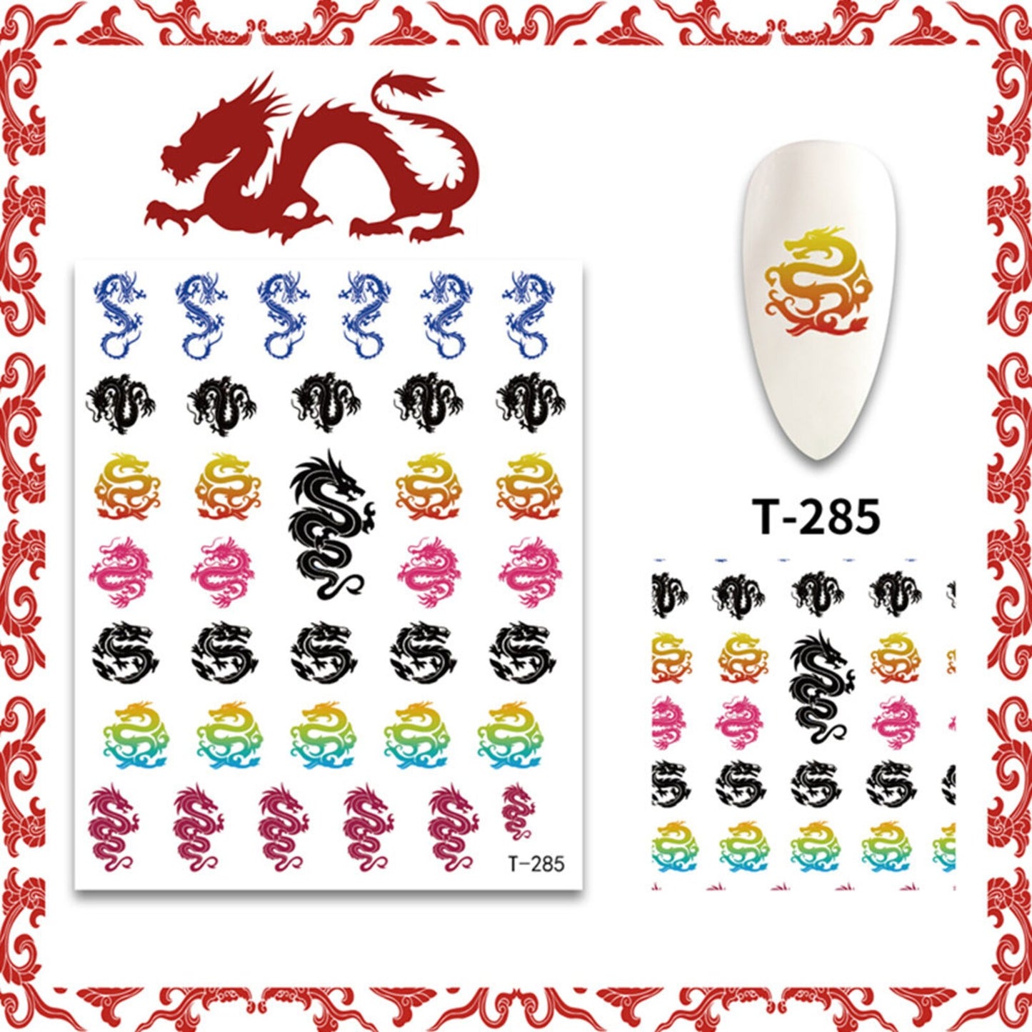 Dragon Nail Art Stickers: Chinese Zodiac Decals (T-285)