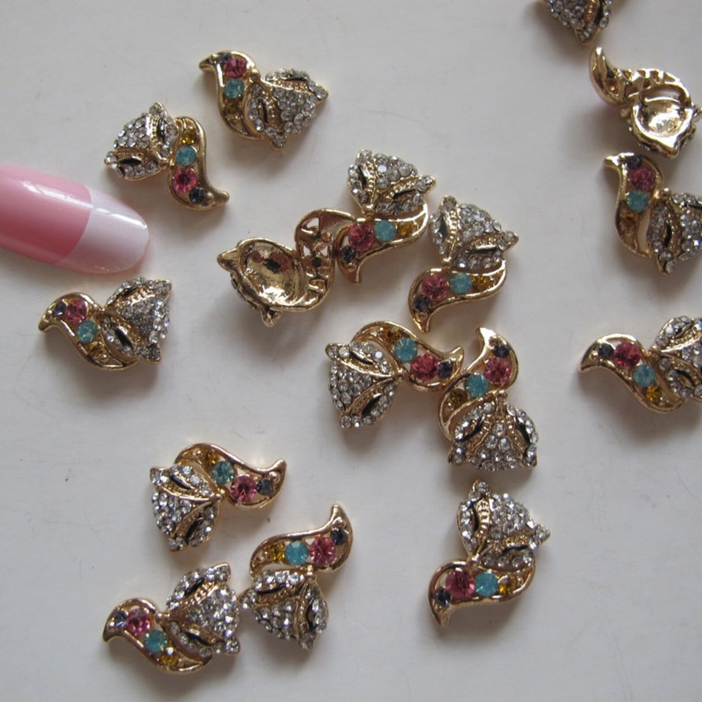 Fancy Metal Charms Rhinestone Big Fox Charms Nail Art Decoration Cellphone Decoration (6pcs/1pack)