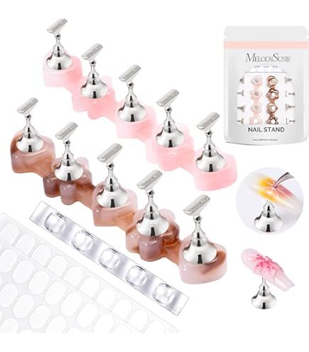Melody Susie - 3 Sets Blue Acrylic Magnetic Nail Stand (Flowers and Hearts) (Coffee)