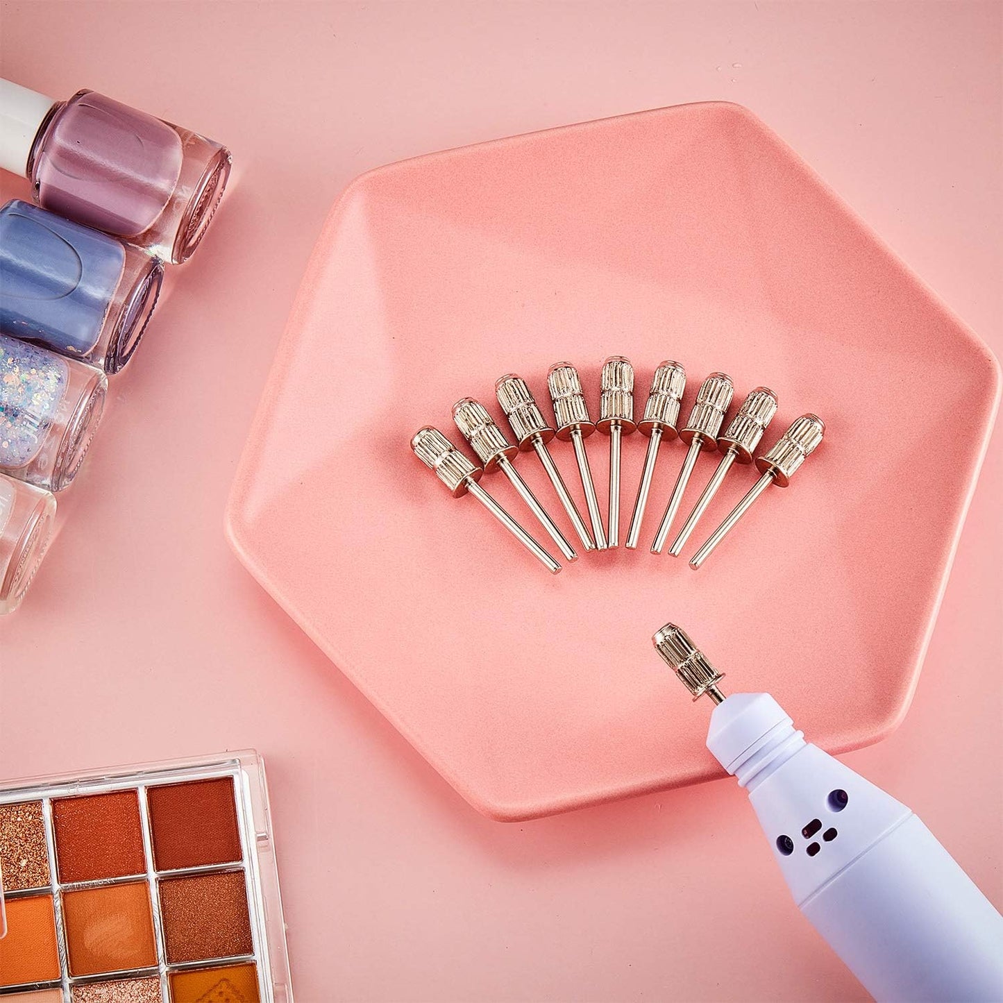 Replacement Nail Drill Heads Nail Drill Bits Sanding Band Shaft for Electric File Nail Sanders Manicure Pedicures-3/32”(Sliver)(10pcs/1pack)