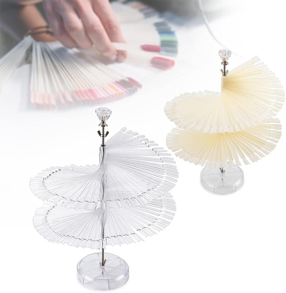 120 Colors Nail Tips Display Stand DIY Nail Art Showing Shelf Gel Nail Polish Color Card Spiral Display Shelf Rotating Practice Rack (Natural)