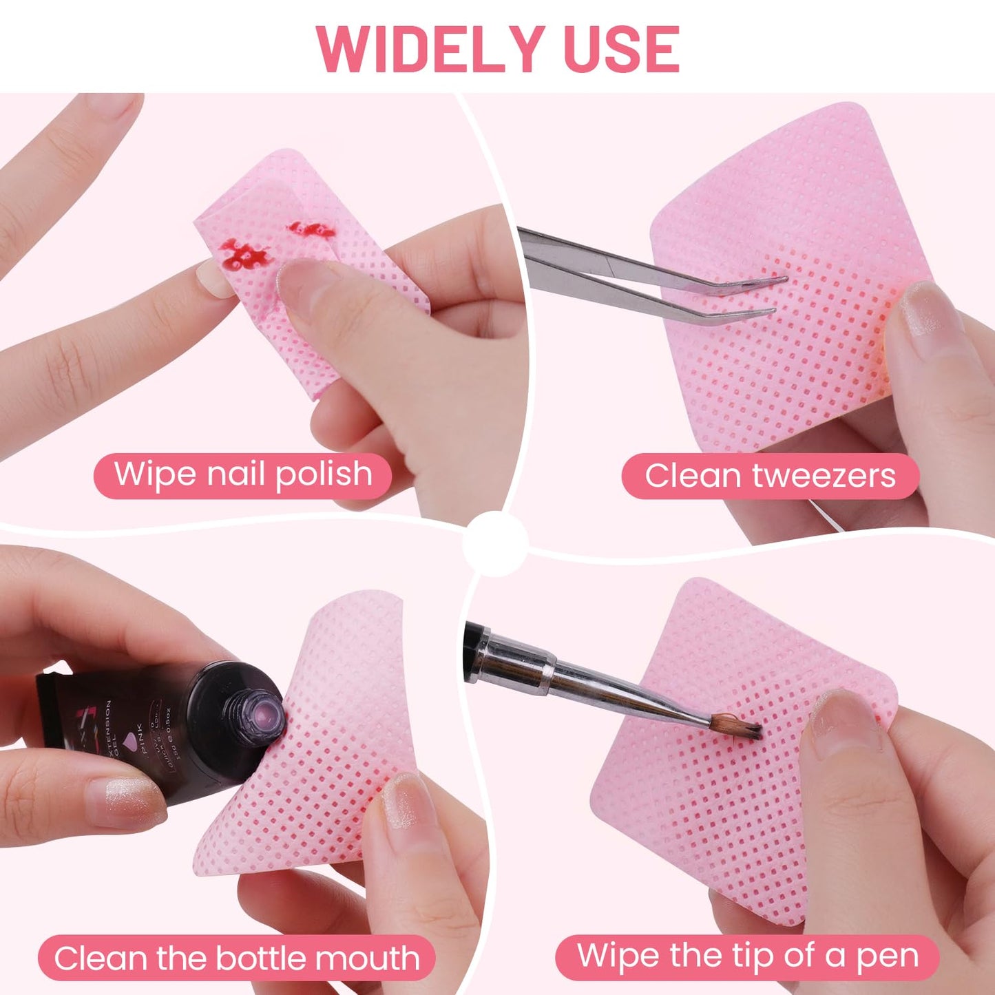 Cotton Pads (200pcs) Square Lint Free Nail Wipes Love Butterfly Nail Polish Eyelash Glue Remover Paper Cleaning Wipes