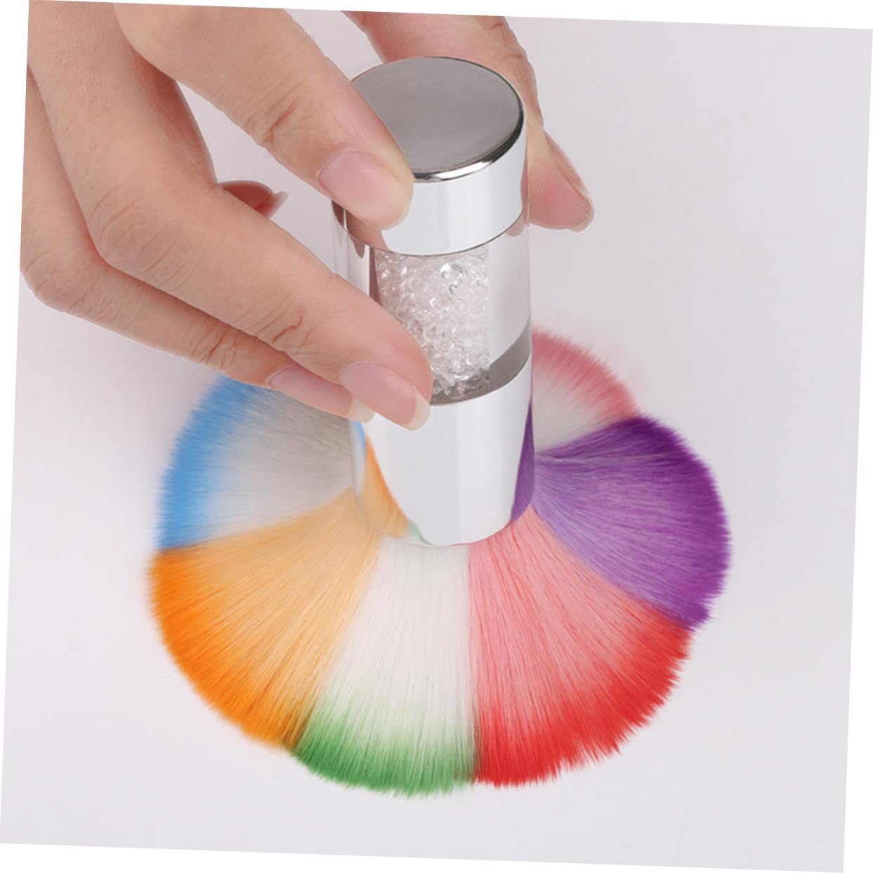Rhinestone Nail Dust Brush Nail Brush Nail Art Dust Brush Metal Handle Easy Dust Removal for Acrylic Nails Silver