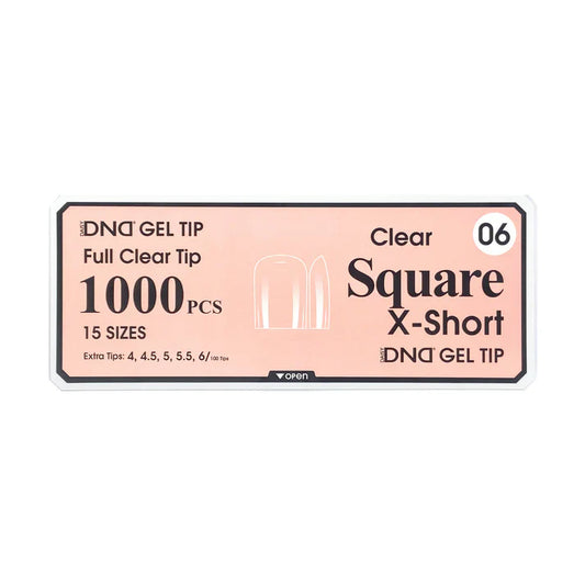 DND CLEAR GEL TIPS 1000PC - #06 X-SHORT SQUARE