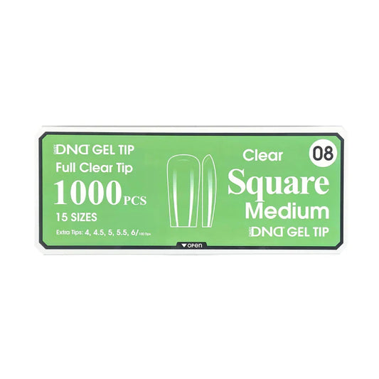 DND CLEAR GEL TIPS 1000PC - #08 MEDIUM SQUARE