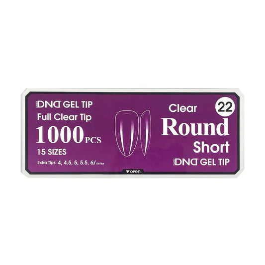 DND CLEAR GEL TIPS 1000PC - #22 SHORT ROUND