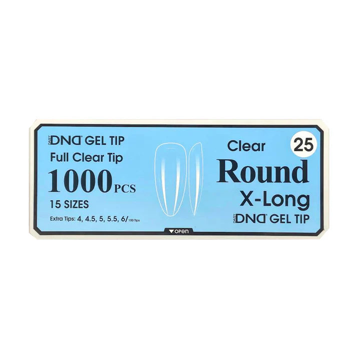 DND CLEAR GEL TIPS 1000PC - #25 X-LONG ROUND