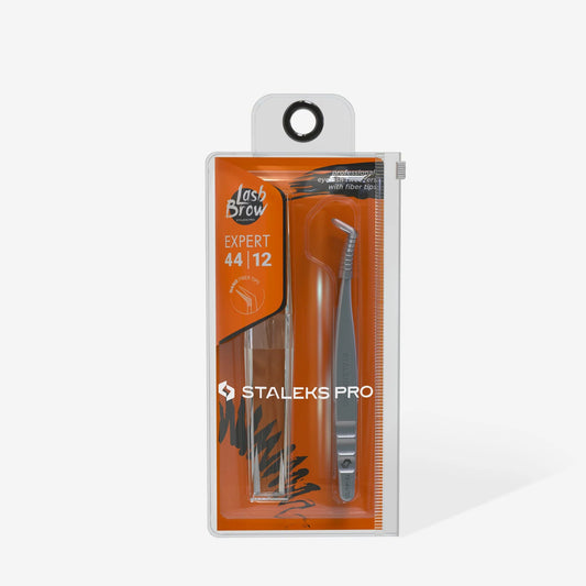 STALEKS EXPERT - 44 TYPE 12 Professional lash tweezers with fiber tips, L-shaped, 65'